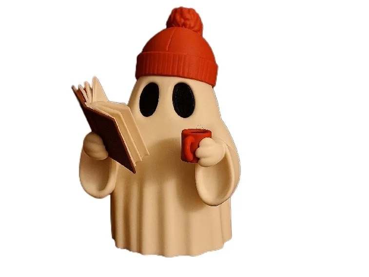 Cute Hipster Reading Ghost Figurine Decoration for Halloween & Autumn