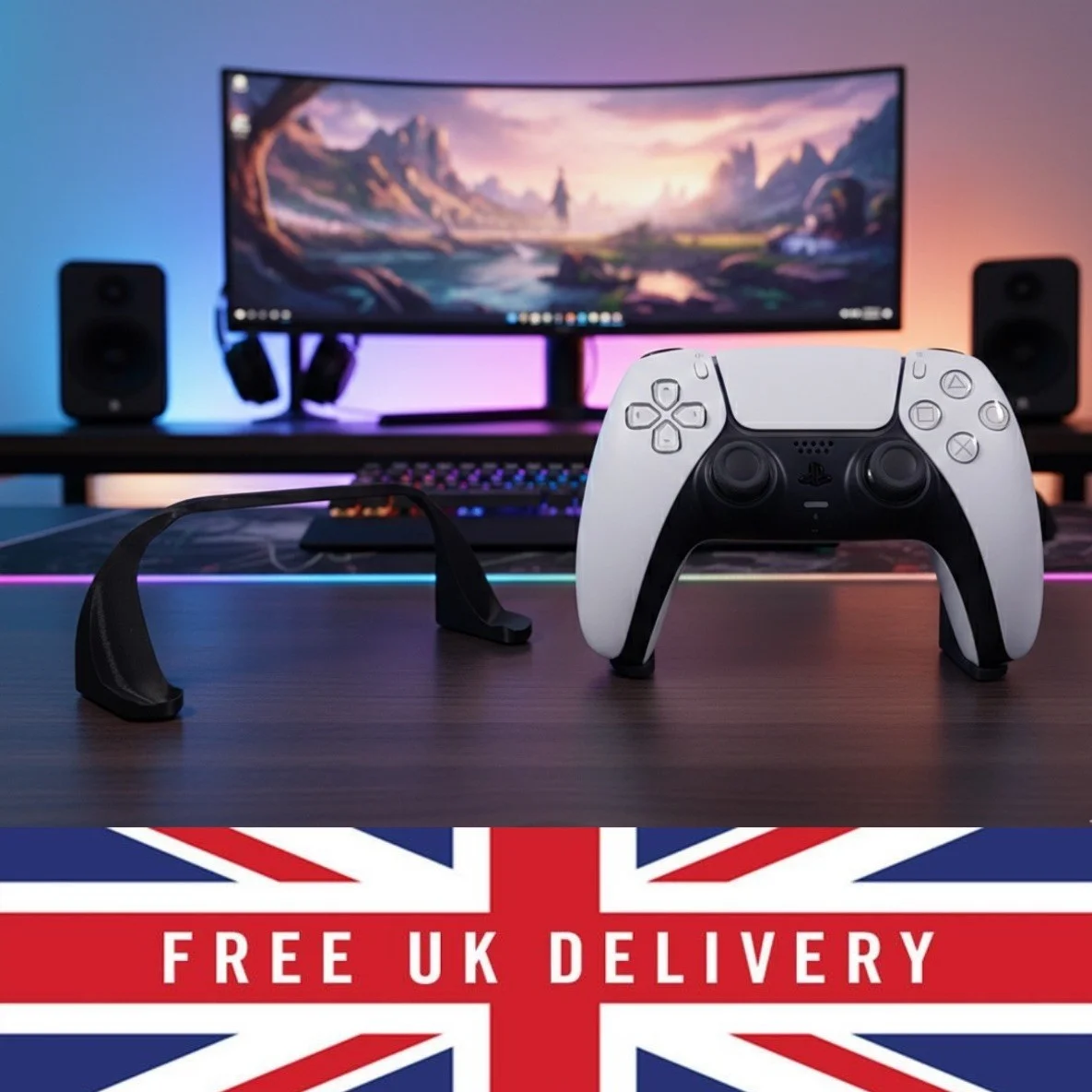 2 x PS5 Controller Stand - Invisible Minimalist DualSense Mount - 3D Scanned