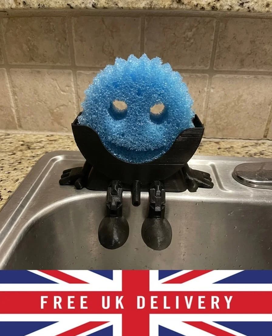 Scrub Daddy Holder with Drainage Spout - 3D Printed Kitchen Sink Caddy Organiser