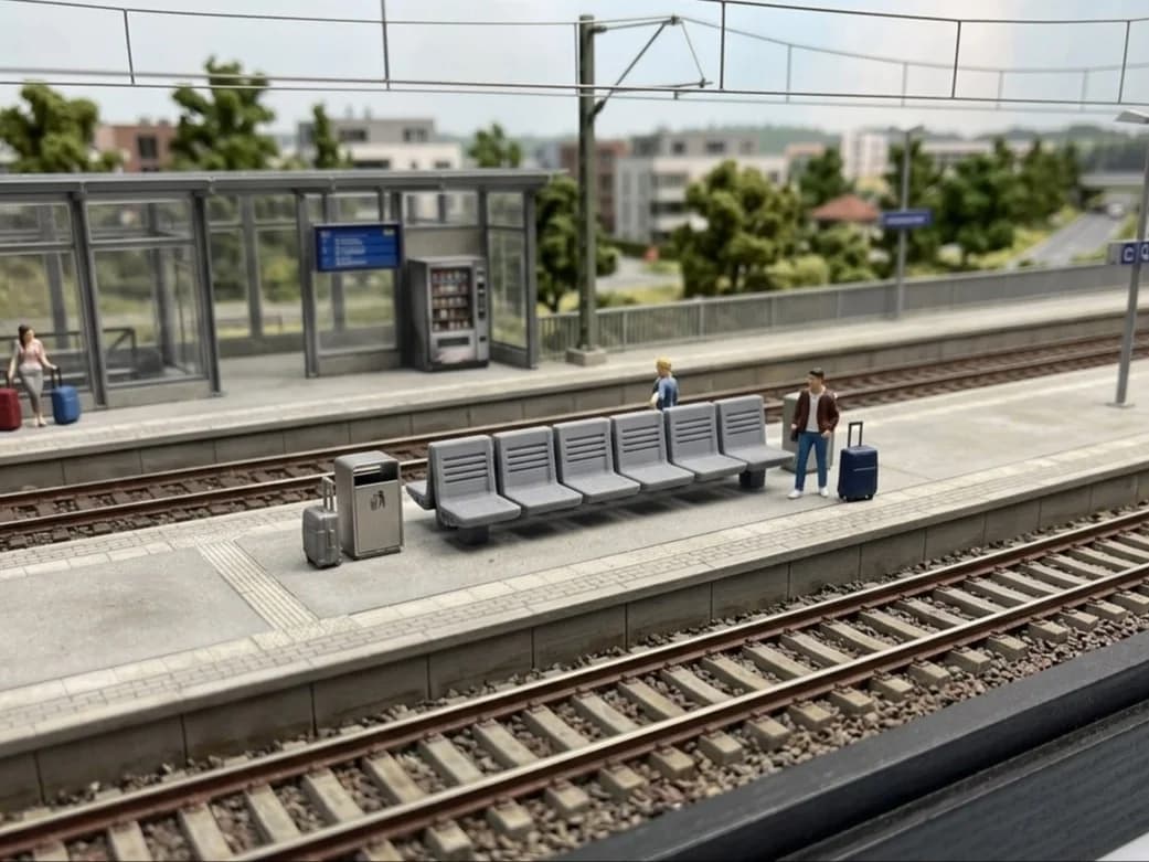 Railway Station Bench for Model Railway Layouts H0 Scale 1:87