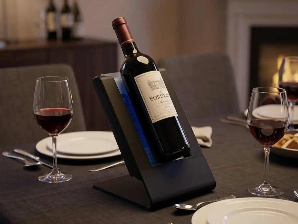Tabletop Wine Cooler for Wine Bottle with Ice Pack Slot Angled Chiller Stand