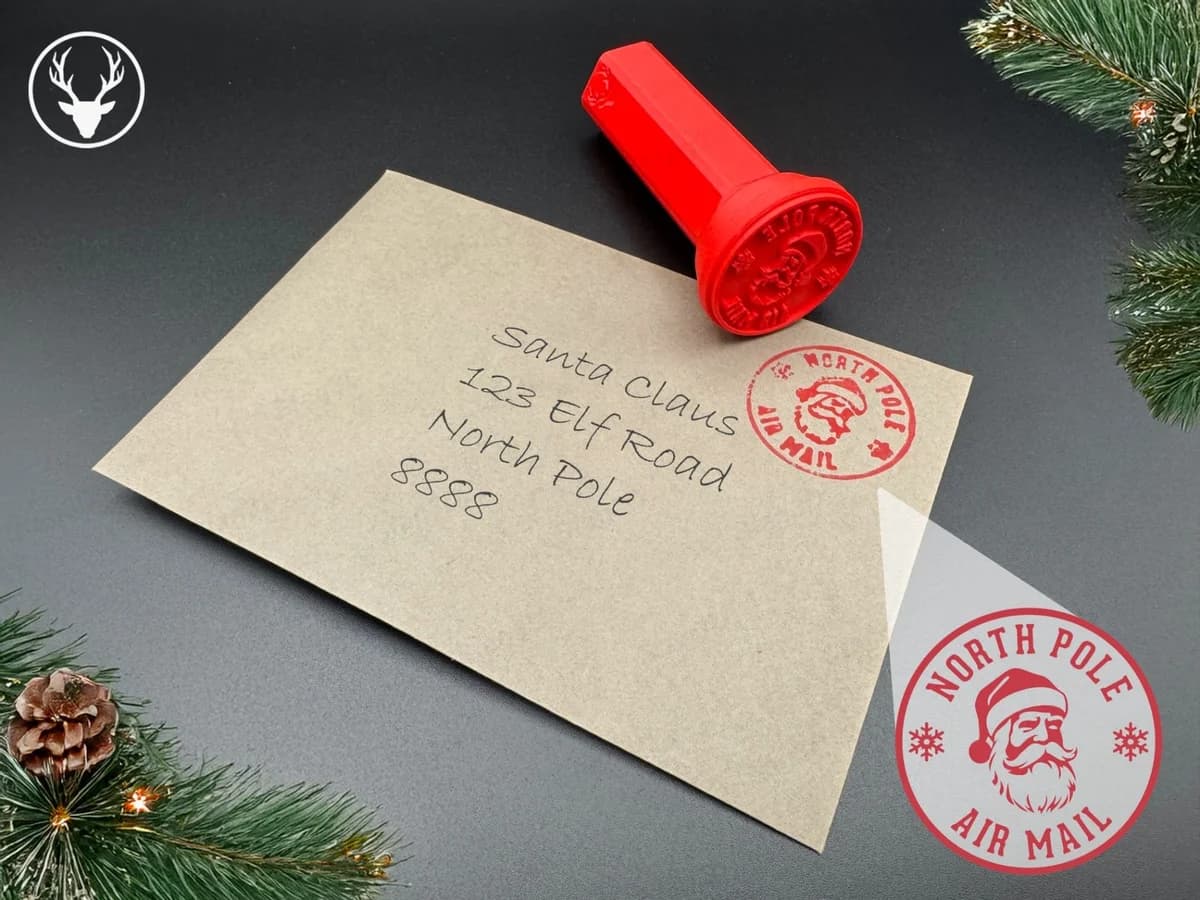 Christmas Stamp for Kids Letters to Santa North Pole Air Mail with Ink Pad