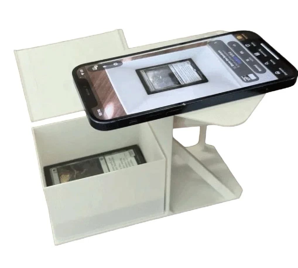 Card Scanner Phone Stand for Pokemon MTG Trading Cards with Storage Box