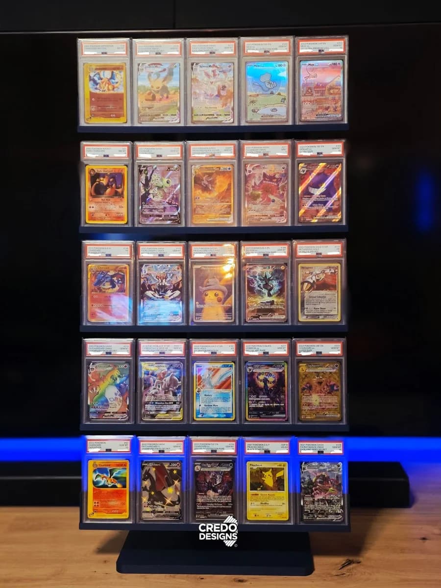 5x5 Graded Card Slab Display Stand for PSA Slabs Pokemon TCG Collection Shelf — Black / 5x5