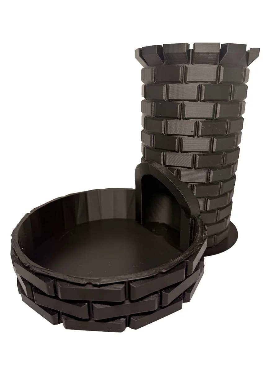 3D Printed Castle Dice Tower & Tray Set | DnD Tabletop RPG Board Game Accessory